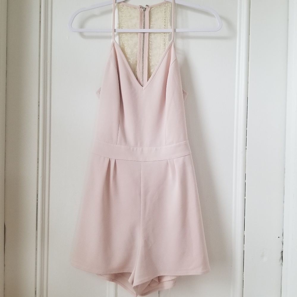 Pink and Lace Back Romper